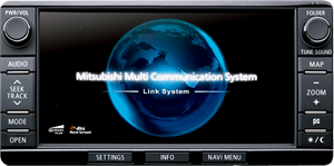 Mitsubishi SD-based MMCS reference head unit showing its startup screen