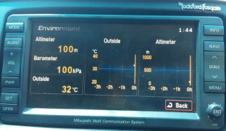 Mitsubishi MMCS J-03 head unit displaying its Environment menu
